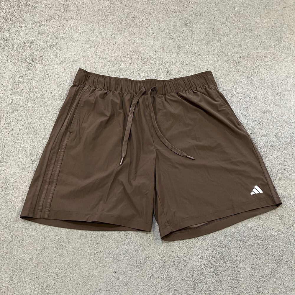 Adidas Essentials Brown Elastic Waistband Athletic Training Shorts Men's Size L